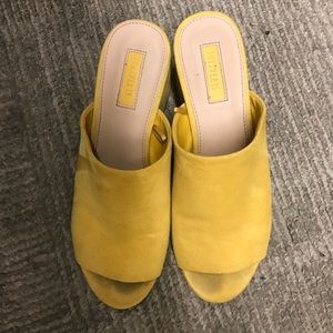 Yellow Faux Suede Mules